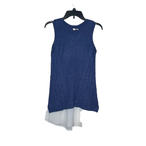 Moth‎ Anthropologie Women Vest Sweater Tank Top Layered  Keyhole Knit Blue XS - Picture 1 of 10